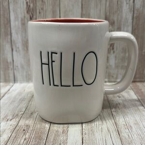 Rae Dunn Ceramic mug black white and orange